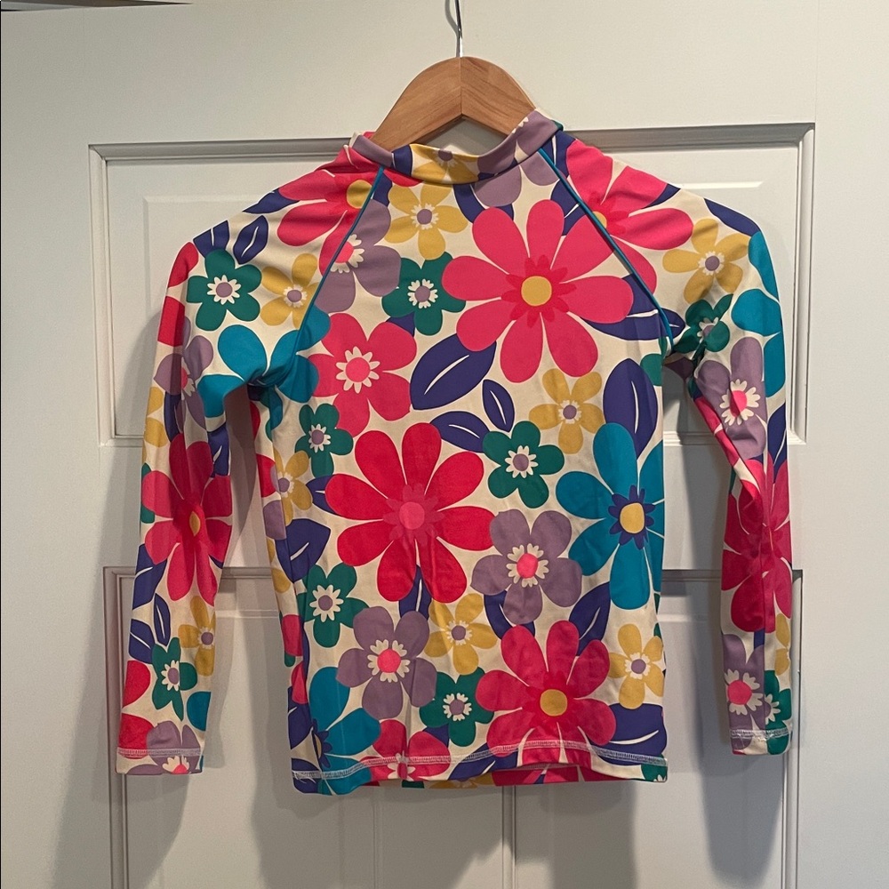 Boden Multicolor Floral Kids Swim Rashguard